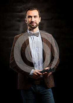 Showman with a microphone