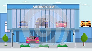 Showroom cars for sale vector illustration.