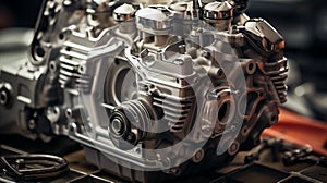 Shows a picture of a four-stroke engine.AI Generated