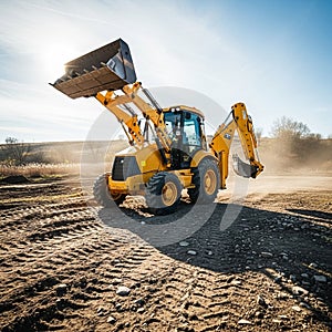 Shows a rural landscape with sparse trees and open fields under a clear