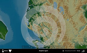 Shqiperia Jugore outlined, Albania. Physical
