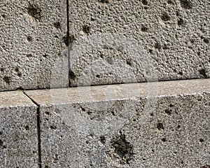 Shrapnel and Bomb Damage on the base of Cleopatras Needle in London, UK