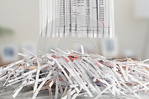 Shredded Bank Statements showing account in debt