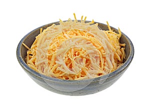 Shredded Cheddar Cheese Dish Angle