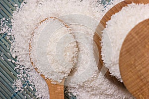 Shredded coconut flakes.