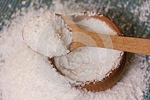 Shredded coconut flakes.