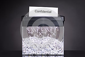 Shredded destroying confidential document