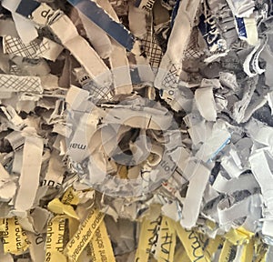 Shredded documents  cut by a crosscut shedder