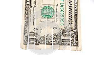 Shredded dollar bill isolated on white