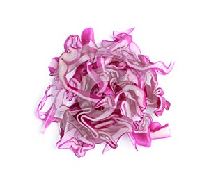 Shredded fresh red cabbage isolated, top view