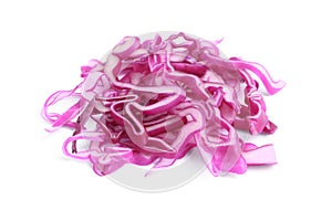 Shredded fresh red cabbage isolated on white