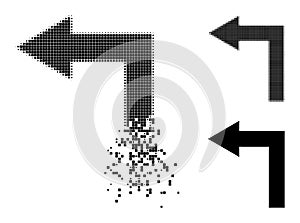 Shredded and Halftone Dotted Turn Left Glyph