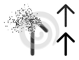 Shredded and Halftone Pixel Arrow Up Icon