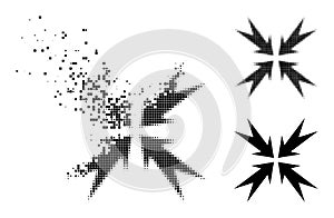 Shredded and Halftone Pixel Compression Arrows Glyph