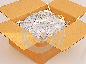 Shredded paper as packing material.