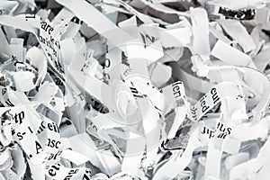 Shredded paper close up