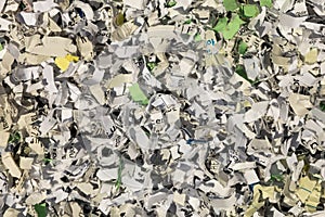 Shredded paper closeup identity theft protection