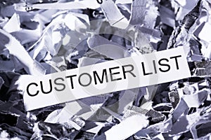 Shredded paper customer list