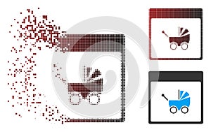 Shredded Pixel Halftone Baby Carriage Calendar Page Icon