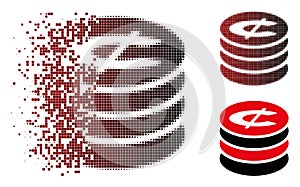 Shredded Pixel Halftone Cent Coins Stack Icon