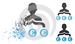 Shredded Pixel Halftone Euro Capitalist Icon