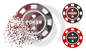 Shredded Pixel Halftone Poker Casino Chip Icon
