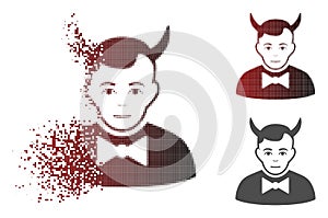 Shredded Pixelated Halftone Devil Icon with Face