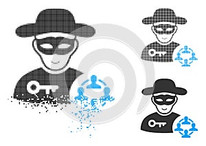 Shredded Pixelated Halftone Social Hacker Icon with Face