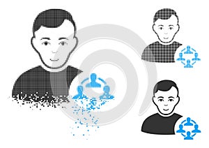 Shredded Pixelated Halftone Social Networker Icon with Face photo