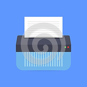 Shredder machine. Office device for destruction of documents. Vector illustration