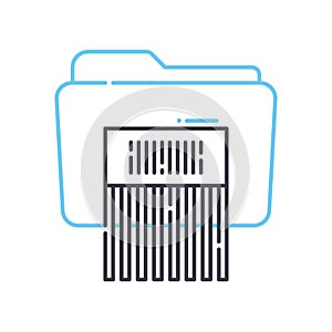 shredding data line icon, outline symbol, vector illustration, concept sign