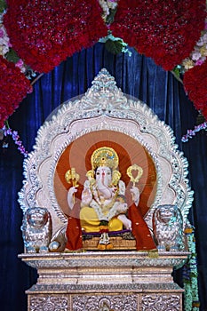 Shree Kasba Ganpati Mandal, Pune Kasba peth, Maharashtra.  1st Manache Ganapati  or pre-eminent Ganeshas idols photo