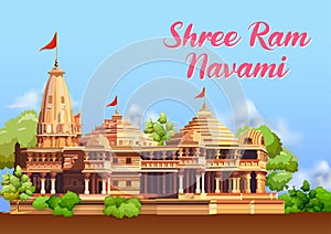 Shree Ram Navami celebration background for religious holiday of India photo