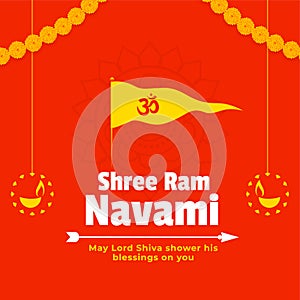 Shree ram navami wishes card in flat colors