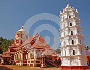 Shree Shanta Durga Temple with Deep Jyoti Stambh or Deepa Stambha, Goa, India