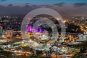 Shree Swaminarayan temple at night, Pune, India. photo