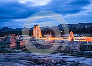 Shree virupaksha temple with bright dramatic sky background at evening