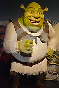 Shrek wax statue at Madame Tussauds Wax Museum at ICON Park in Orlando, Florida