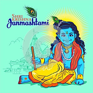 Shri Krishna janmashtami creative vector illustration photo