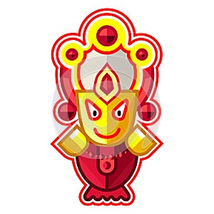 Shri Subhadra - Goddess of the Universe, Indian God. Ratha Yatra hindu festival in Puri. Colorful vector icon.