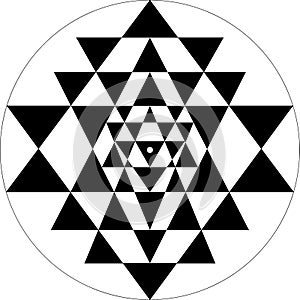 Shri Yantra center, nice triangles, divine masculine and divine feminine unity.