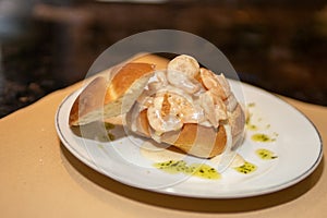 Shrimp Bisque in a bread bowl