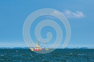 Shrimp boat on the North Sea near island Pellworm, Germany