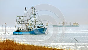 Shrimp boat on the North sea in Wremen near Cuxhaven, Germany