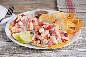 Shrimp ceviche tostadas