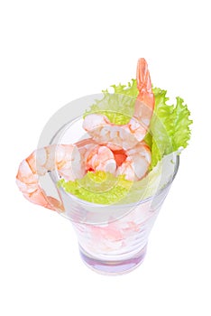 Shrimp cocktail isolated on white