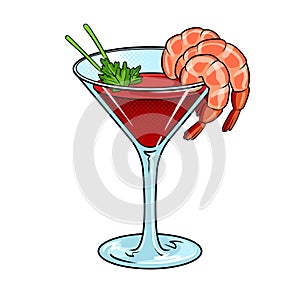 Shrimp cocktail pop art vector illustration