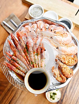Shrimp cocktail served on plate