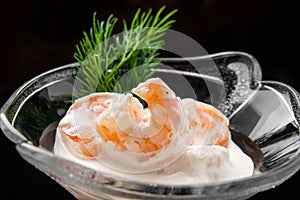 Shrimp cocktail with white sauce