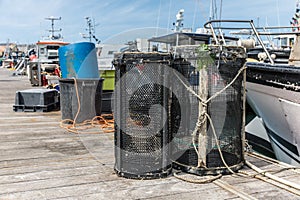 Shrimp creels on the pontoon